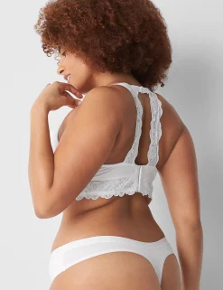 Thong Panties^Lane Bryant Cotton Thong With Lace Trim Bright White