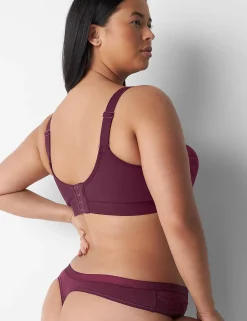 Thong Panties^Lane Bryant Cotton Thong With Lace Waist Grape Wine