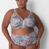 Full Coverage Bras^Lane Bryant Cotton Unlined No-Wire Bra Midnight Ditsy Gray