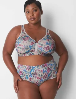 Full Coverage Bras^Lane Bryant Cotton Unlined No-Wire Bra Midnight Ditsy Gray