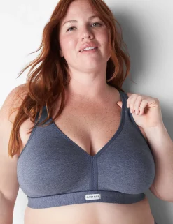 Full Coverage Bras^Lane Bryant Cotton Unlined No-Wire Bra Maritime Blue Heather