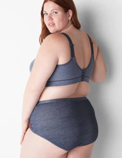 Full Coverage Bras^Lane Bryant Cotton Unlined No-Wire Bra Maritime Blue Heather