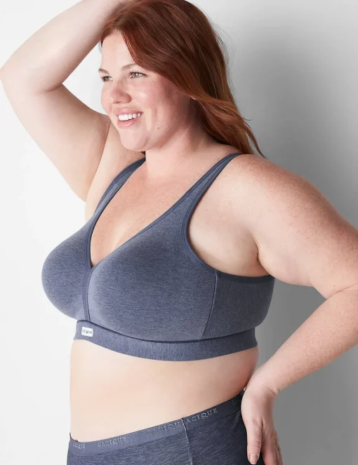 Full Coverage Bras^Lane Bryant Cotton Unlined No-Wire Bra Maritime Blue Heather