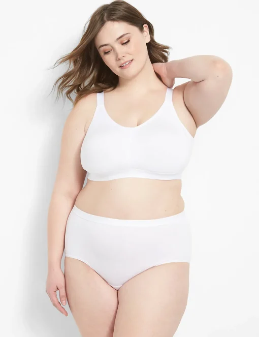 Full Coverage Bras^Lane Bryant Cotton Unlined No-Wire Scoop Bra Bright White
