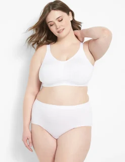 F To K Cups^Lane Bryant Cotton Unlined No-Wire Scoop Bra Bright White