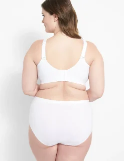 F To K Cups^Lane Bryant Cotton Unlined No-Wire Scoop Bra Bright White