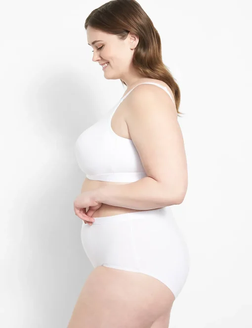Full Coverage Bras^Lane Bryant Cotton Unlined No-Wire Scoop Bra Bright White