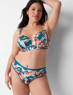 Thong Panties^Lane Bryant Cotton Wide-Side Thong Deep Lagoon Floral