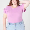 Knit Tops^Lane Bryant Crew-Neck Ruffle Tee First Bloom
