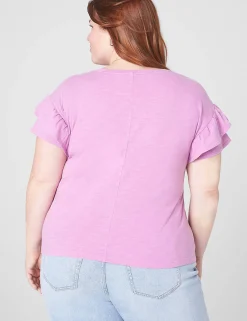 Knit Tops^Lane Bryant Crew-Neck Ruffle Tee First Bloom