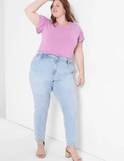 Knit Tops^Lane Bryant Crew-Neck Ruffle Tee First Bloom