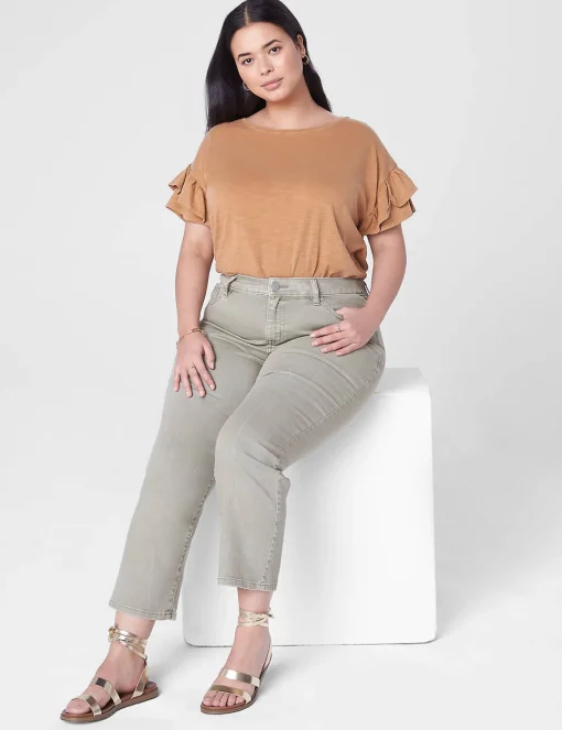 Knit Tops^Lane Bryant Crew-Neck Ruffle Tee Chipmunk
