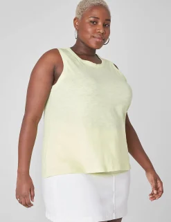 Knit Tops^Lane Bryant Crew-Neck Tank Pale Lime Yellow