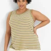 Knit Tops^Lane Bryant Crew-Neck Tank Beige Stripe