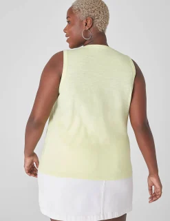 Knit Tops^Lane Bryant Crew-Neck Tank Pale Lime Yellow