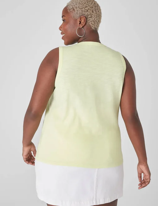 Knit Tops^Lane Bryant Crew-Neck Tank Pale Lime Yellow