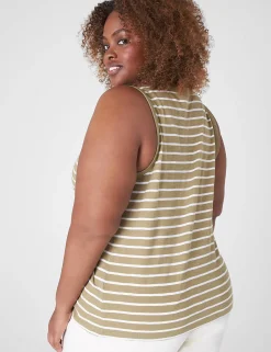 Knit Tops^Lane Bryant Crew-Neck Tank Beige Stripe