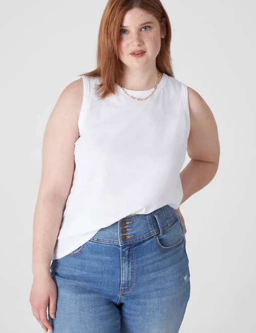 Knit Tops^Lane Bryant Crew-Neck Tank White