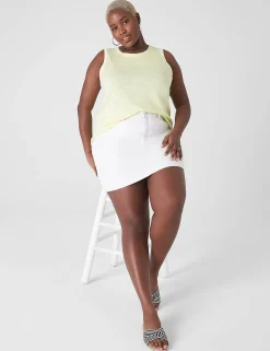 Knit Tops^Lane Bryant Crew-Neck Tank Pale Lime Yellow