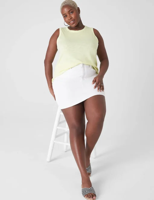 Knit Tops^Lane Bryant Crew-Neck Tank Pale Lime Yellow