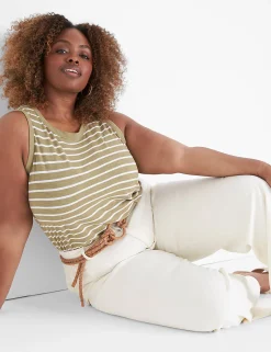 Knit Tops^Lane Bryant Crew-Neck Tank Beige Stripe