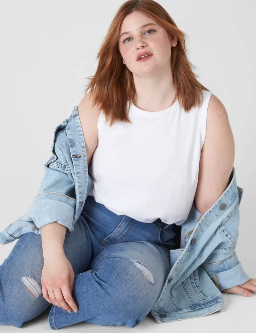 Knit Tops^Lane Bryant Crew-Neck Tank White
