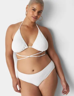 Swim Bottoms^Lane Bryant Crinkle Dipped Tanga Swim Bottom Bright White