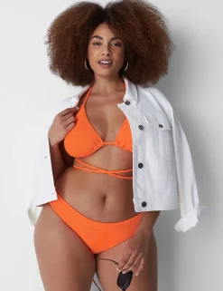 Swim Bottoms^Lane Bryant Crinkle Dipped Tanga Swim Bottom Orange Clown Fish