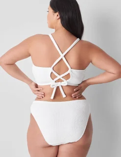 Swim Bottoms^Lane Bryant Crinkle High-Leg Cheeky Swim Bottom Bright White