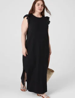 Sheath^Lane Bryant Crochet Sleeve Maxi Dress Black