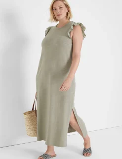 Sheath^Lane Bryant Crochet Sleeve Maxi Dress Dried Sage