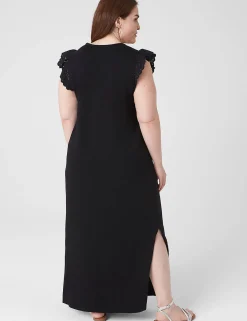 Sheath^Lane Bryant Crochet Sleeve Maxi Dress Black