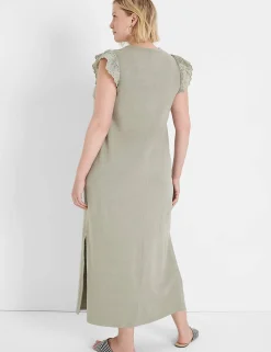 Sheath^Lane Bryant Crochet Sleeve Maxi Dress Dried Sage