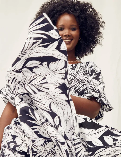 Shirts & Blouses^Lane Bryant Crop Balloon-Sleeve Top Maui Leaves