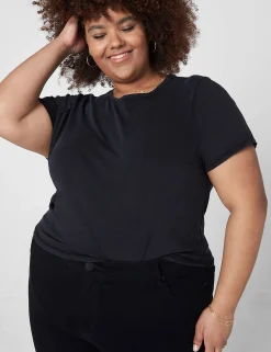Knit Tops^Lane Bryant Crop Crew-Neck Washed Tee Black