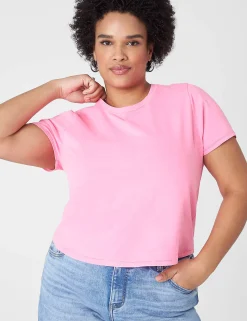 Knit Tops^Lane Bryant Crop Crew-Neck Washed Tee Sugar Plum