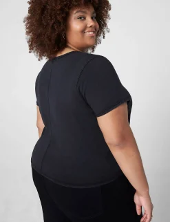 Knit Tops^Lane Bryant Crop Crew-Neck Washed Tee Black