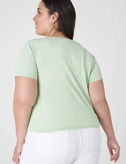 Knit Tops^Lane Bryant Crop Crew-Neck Washed Tee Pastel Green