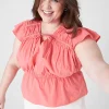 Shirts & Blouses^Lane Bryant Crop Flutter-Sleeve Tie V-Neck Top Sun Kissed Coral