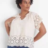Shirts & Blouses^Lane Bryant Crop Scallop-Hem Ruffle-Neck Top Brazilian Sand