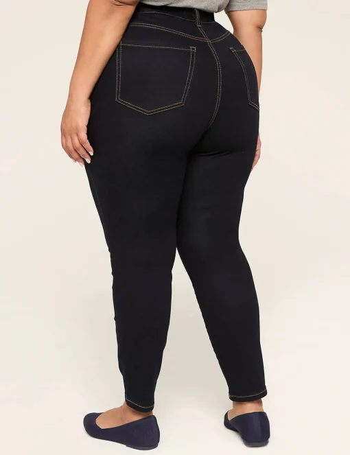 Curvy Fit^Lane Bryant Curvy Fit High-Rise Sateen Skinny Jean Dark Denim