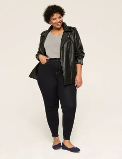 Curvy Fit^Lane Bryant Curvy Fit High-Rise Sateen Skinny Jean Dark Denim