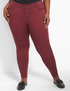 Slim^Lane Bryant Curvy Fit 5-Pocket Sateen Skinny Pant Maroon Banner