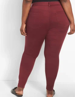 Slim^Lane Bryant Curvy Fit 5-Pocket Sateen Skinny Pant Maroon Banner