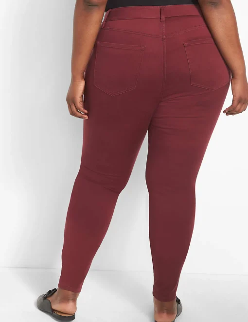 Slim^Lane Bryant Curvy Fit 5-Pocket Sateen Skinny Pant Maroon Banner