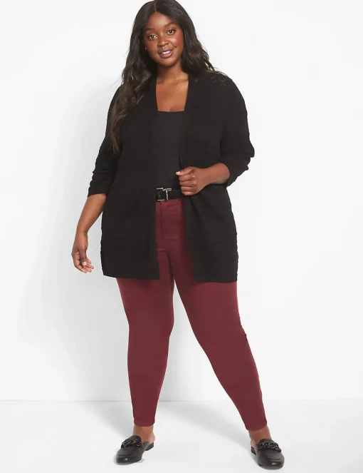 Slim^Lane Bryant Curvy Fit 5-Pocket Sateen Skinny Pant Maroon Banner