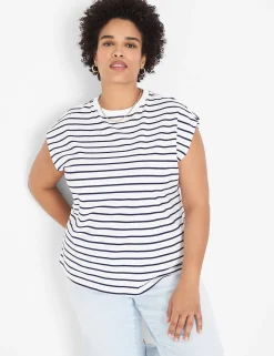 The Tee Shop^Lane Bryant Dolman Cap-Sleeve Crew-Neck Tee Breton Stripe