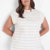 The Tee Shop^Lane Bryant Dolman Cap-Sleeve Crew-Neck Tee Tan Stripe