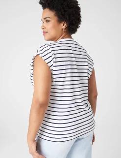 The Tee Shop^Lane Bryant Dolman Cap-Sleeve Crew-Neck Tee Breton Stripe