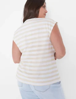 The Tee Shop^Lane Bryant Dolman Cap-Sleeve Crew-Neck Tee Tan Stripe